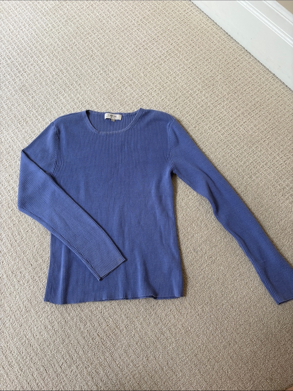 Ribbed Long-Sleeve Sweater - Blue